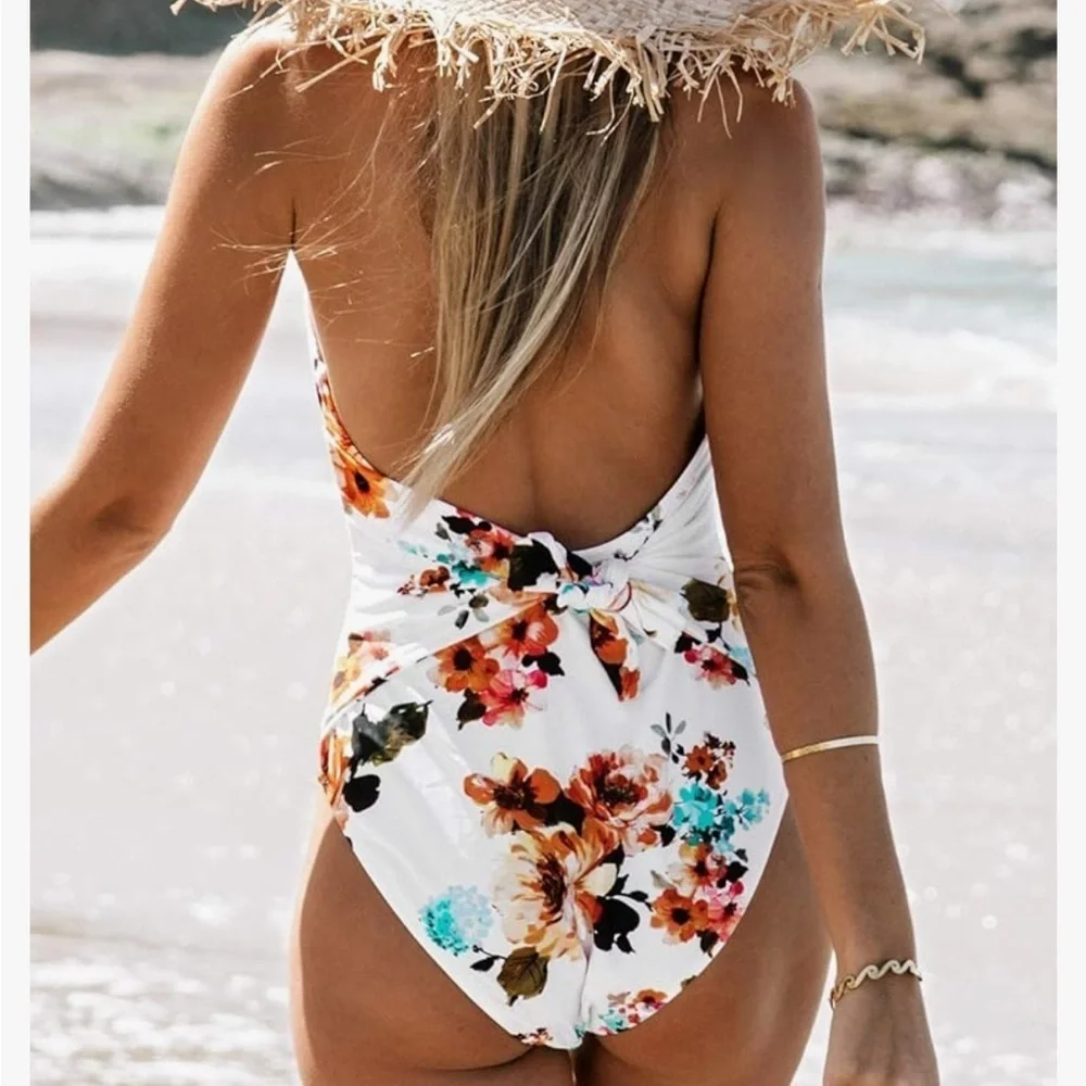 CUPSHE Women's Tie Waist Floral Print One Piece size XXL NWT